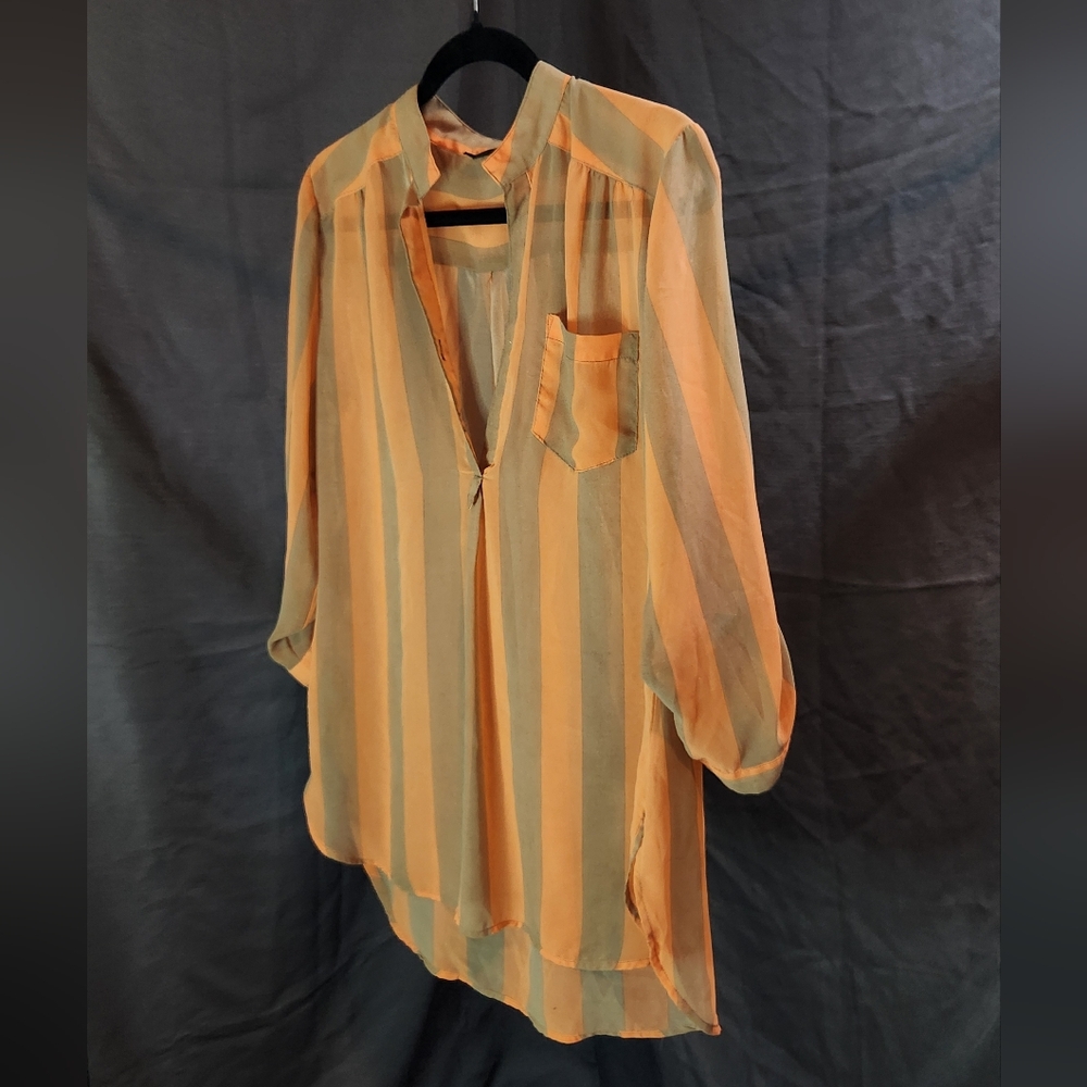 Striped Orange and Grey Women's Top